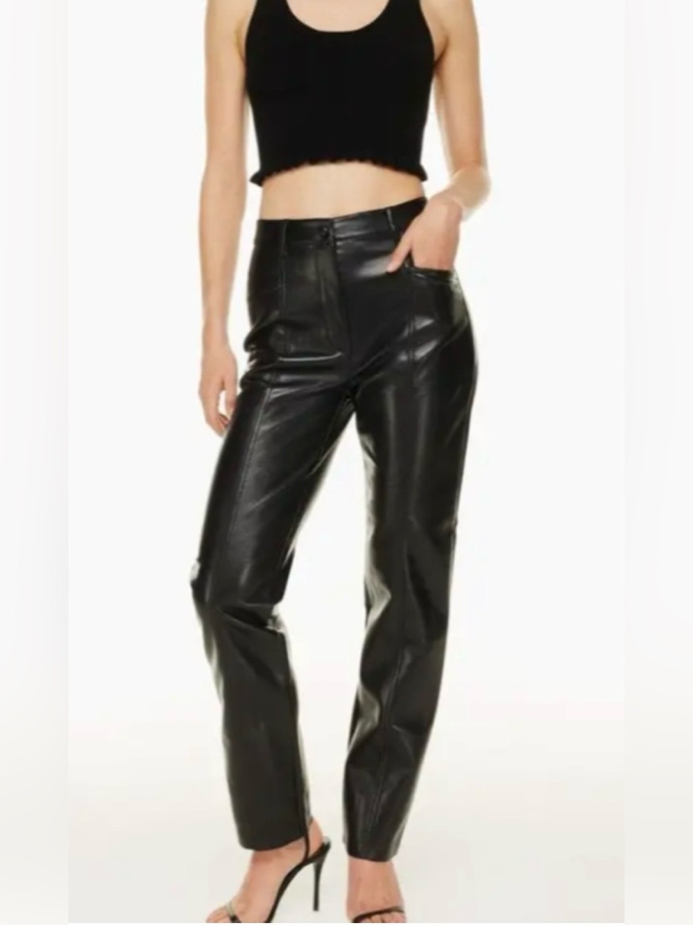 Aritzia Wilfred Rebel Pants Black Vegan Leather Straight Leg Pants